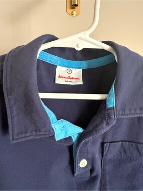 Hanna Andersson Boys Polo Shirt 130 Navy Blue Short Sleeve Pocket Cotton